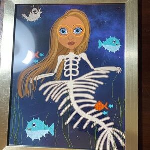 Framed Skeleton Mermaid Print